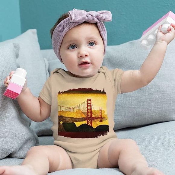 San Francisco Bridge Baby Jersey Onesie - Golden Gate Baby Onesie - Gustav Klimt - Picture 2 of 3